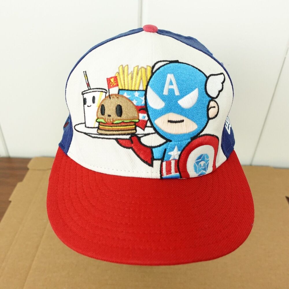 Todidoki X Marvel Captain American Fitted Baseball Hat New Era Size 7 5/8 60.3cm